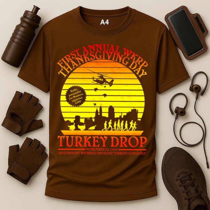 First Annual WKRP Thanksgiving Day Turkey Drop Retro Performance Shirt