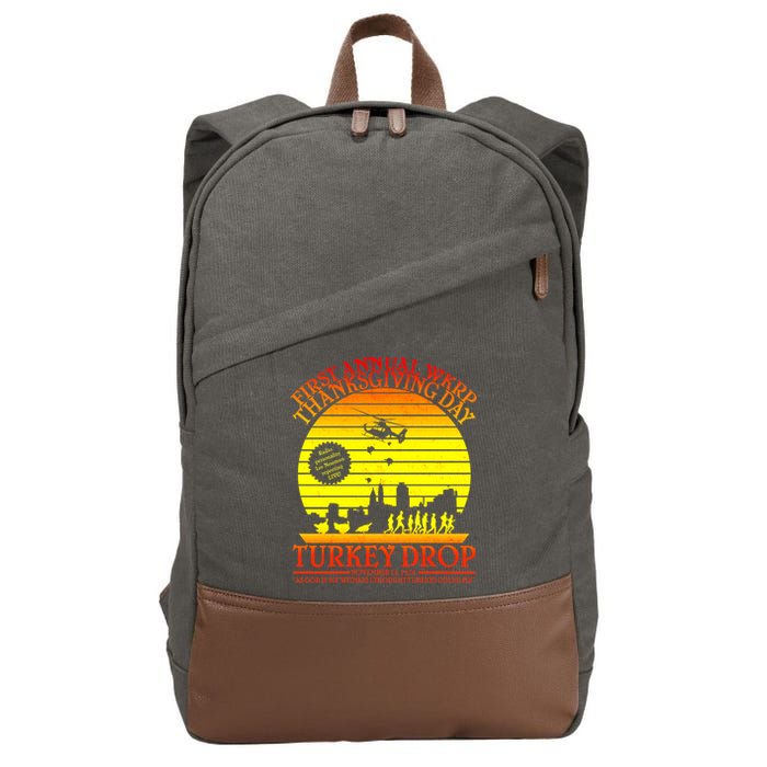 First Annual WKRP Thanksgiving Day Turkey Drop Retro Cotton Canvas Backpack