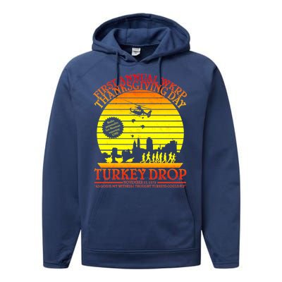 First Annual WKRP Thanksgiving Day Turkey Drop Retro Performance Fleece Hoodie