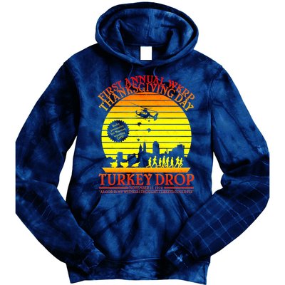 First Annual WKRP Thanksgiving Day Turkey Drop Retro Tie Dye Hoodie