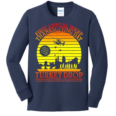 First Annual WKRP Thanksgiving Day Turkey Drop Retro Kids Long Sleeve Shirt