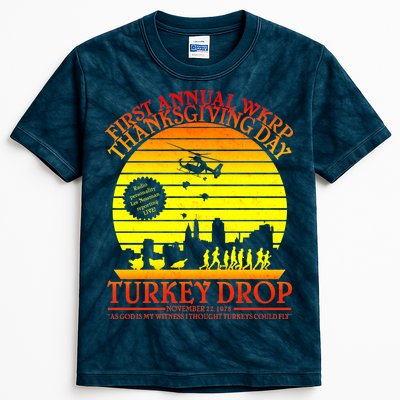 First Annual WKRP Thanksgiving Day Turkey Drop Retro Kids Tie-Dye T-Shirt