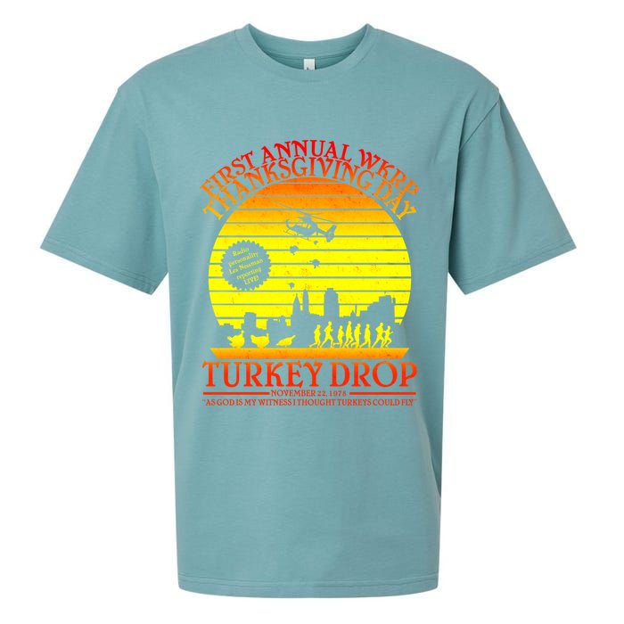First Annual WKRP Thanksgiving Day Turkey Drop Retro Sueded Cloud Jersey T-Shirt