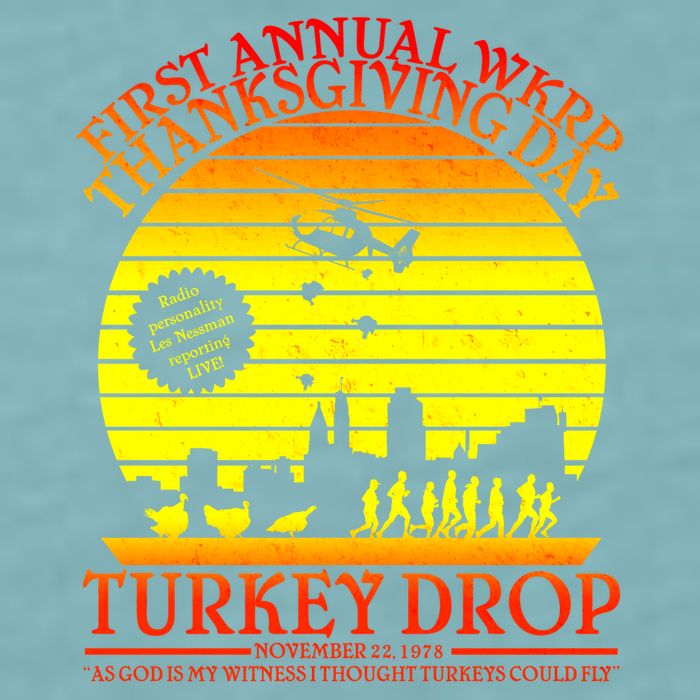 First Annual WKRP Thanksgiving Day Turkey Drop Retro Sueded Cloud Jersey T-Shirt