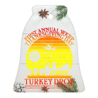 First Annual WKRP Thanksgiving Day Turkey Drop Retro Ceramic Bell Ornament