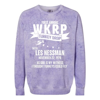 First Annual WKRP Turkey Drop With Les Nessman Colorblast Crewneck Sweatshirt