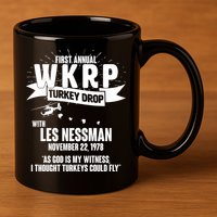 First Annual WKRP Turkey Drop With Les Nessman 11oz C Handle Ceramic Mug
