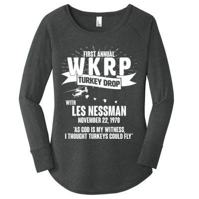 First Annual WKRP Turkey Drop With Les Nessman Women's Perfect Tri Tunic Long Sleeve Shirt