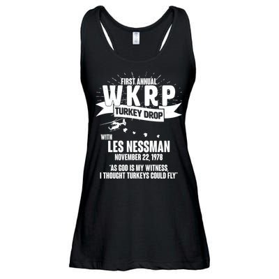 First Annual WKRP Turkey Drop With Les Nessman Ladies Essential Flowy Tank