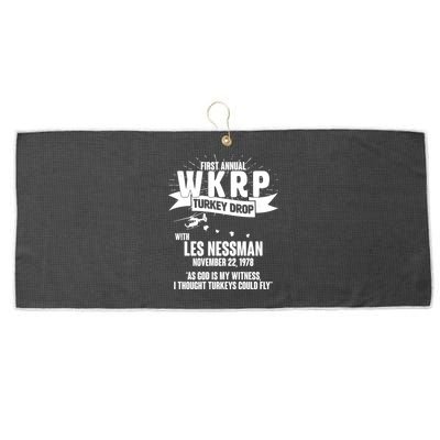 First Annual WKRP Turkey Drop With Les Nessman Large Microfiber Waffle Golf Towel