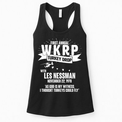 First Annual WKRP Turkey Drop With Les Nessman Womens Tank Top