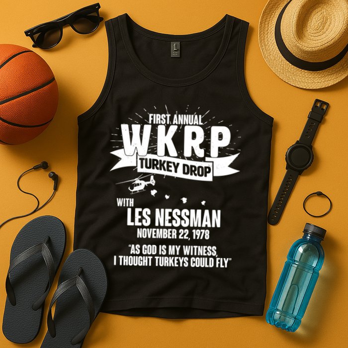 First Annual WKRP Turkey Drop With Les Nessman Tank Top