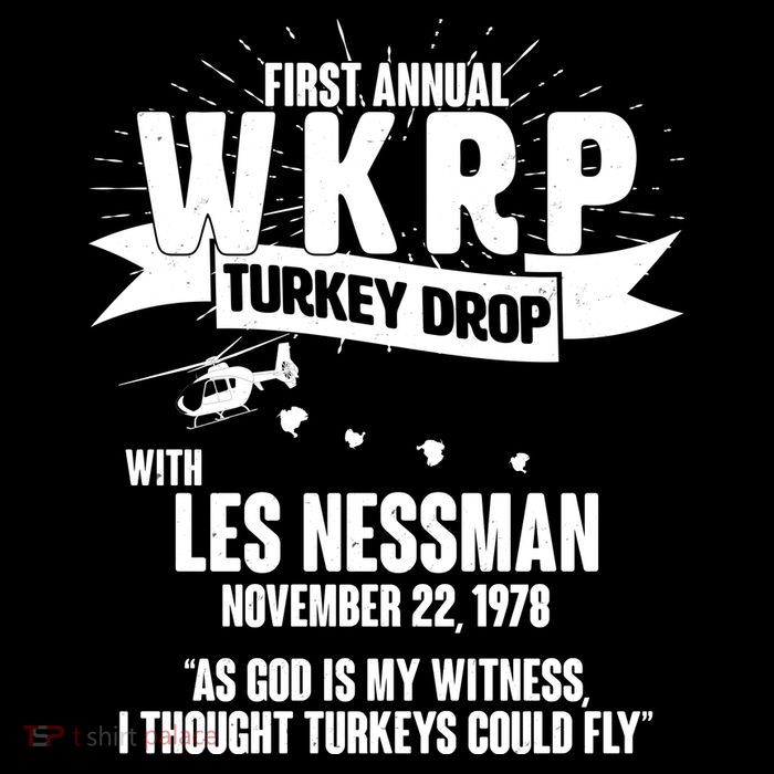 First Annual WKRP Turkey Drop With Les Nessman Women's V-Neck T-Shirt