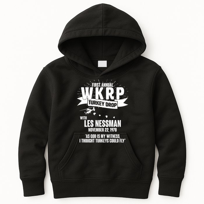 First Annual WKRP Turkey Drop With Les Nessman Kids Hoodie
