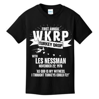 First Annual WKRP Turkey Drop With Les Nessman Kids T-Shirt