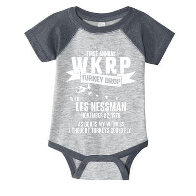 First Annual WKRP Turkey Drop With Les Nessman Infant Baby Jersey Bodysuit