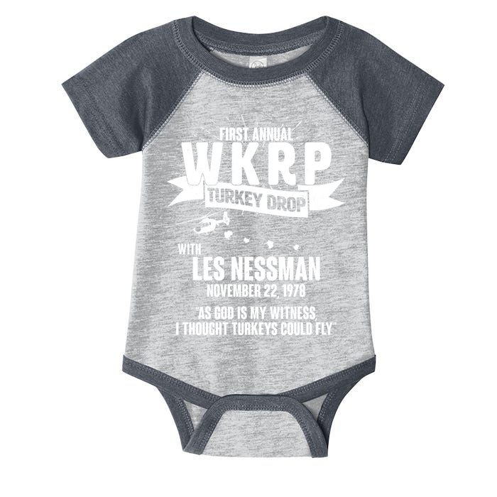 First Annual WKRP Turkey Drop With Les Nessman Infant Baby Jersey Bodysuit