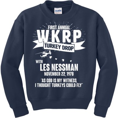 First Annual WKRP Turkey Drop With Les Nessman Kids Sweatshirt