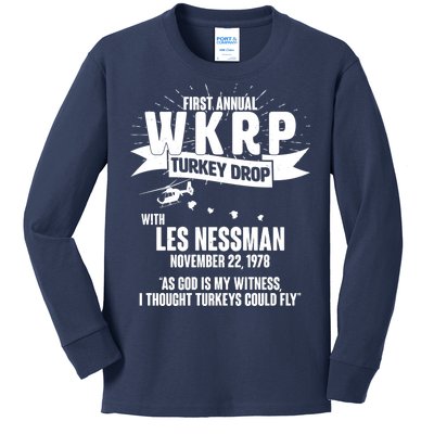 First Annual WKRP Turkey Drop With Les Nessman Kids Long Sleeve Shirt