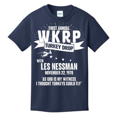 First Annual WKRP Turkey Drop With Les Nessman Kids T-Shirt