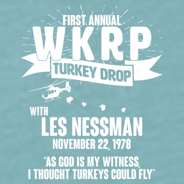 First Annual WKRP Turkey Drop With Les Nessman Sueded Cloud Jersey T-Shirt