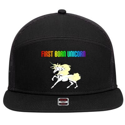 First Born Unicorn 7 Panel Mesh Trucker Snapback Hat