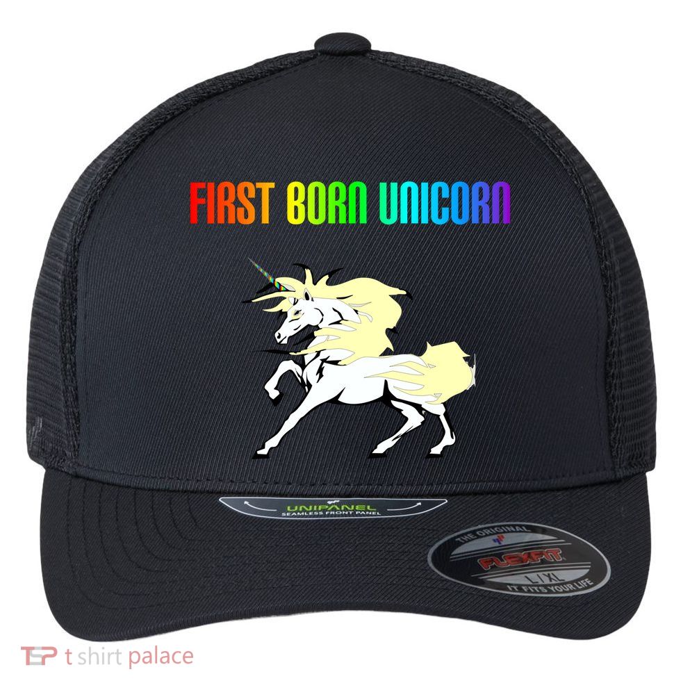 First Born Unicorn Flexfit Unipanel Trucker Cap