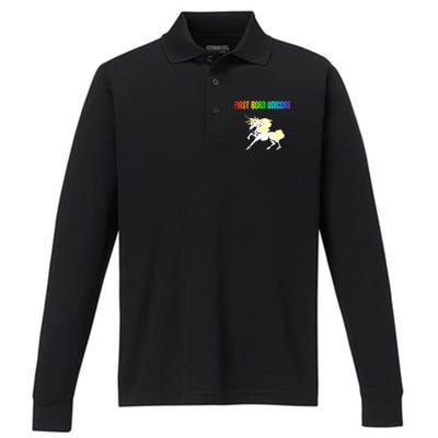 First Born Unicorn Performance Long Sleeve Polo