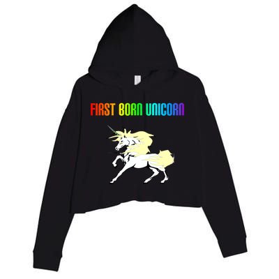 First Born Unicorn Crop Fleece Hoodie