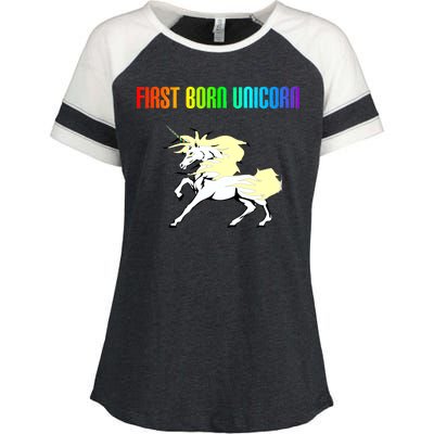 First Born Unicorn Enza Ladies Jersey Colorblock Tee