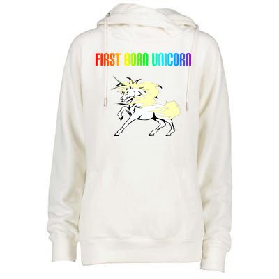 First Born Unicorn Womens Funnel Neck Pullover Hood