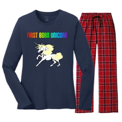 First Born Unicorn Women's Long Sleeve Flannel Pajama Set 