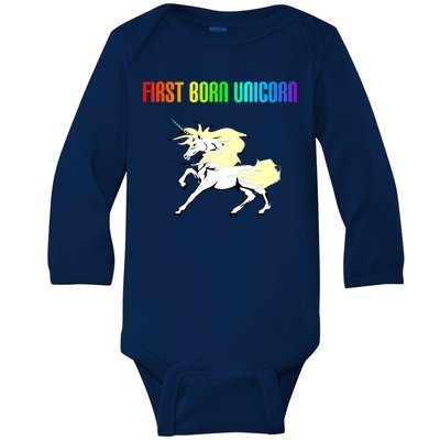 First Born Unicorn Baby Long Sleeve Bodysuit