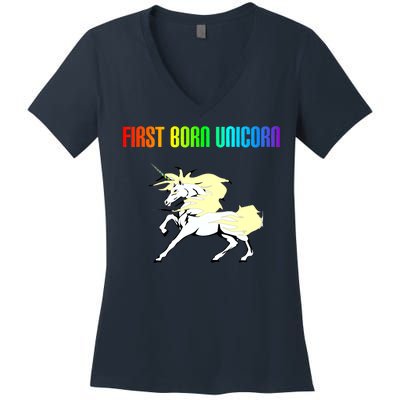 First Born Unicorn Women's V-Neck T-Shirt