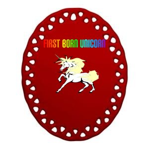 First Born Unicorn Ceramic Oval Ornament