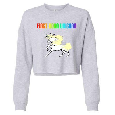 First Born Unicorn Cropped Pullover Crew