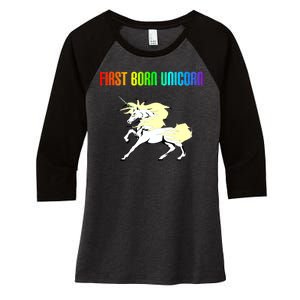 First Born Unicorn Women's Tri-Blend 3/4-Sleeve Raglan Shirt