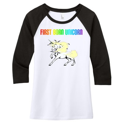 First Born Unicorn Women's Tri-Blend 3/4-Sleeve Raglan Shirt