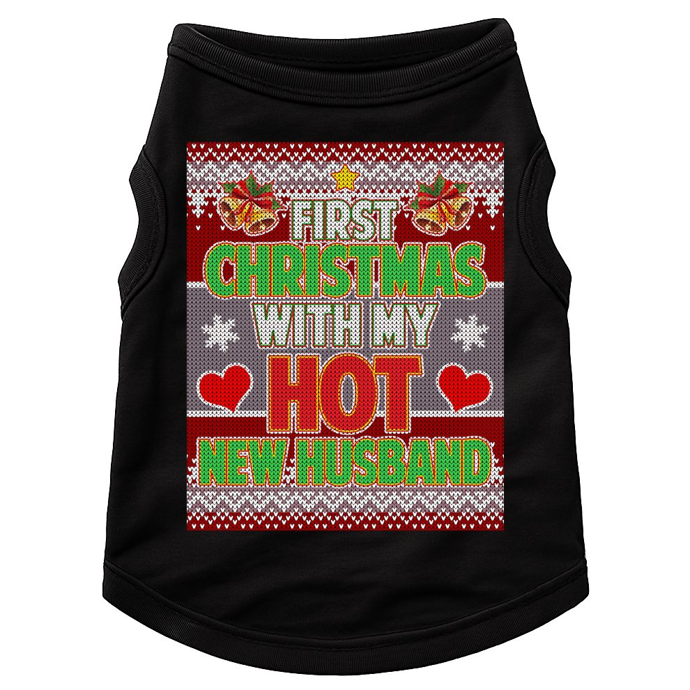 First Christmas With Hot Husband Ugly Sweater Doggie Tank
