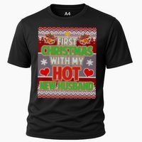First Christmas With Hot Husband Ugly Sweater Cooling Performance Crew T-Shirt