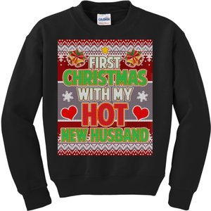 First Christmas With Hot Husband Ugly Sweater Kids Sweatshirt