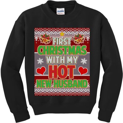 First Christmas With Hot Husband Ugly Sweater Kids Sweatshirt