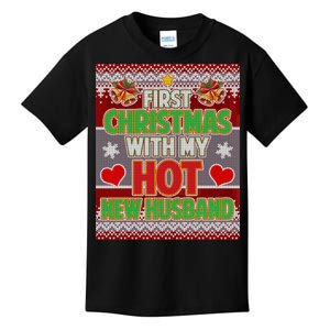 First Christmas With Hot Husband Ugly Sweater Kids T-Shirt