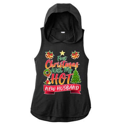 First Christmas With Hot New Husband Ladies PosiCharge Tri-Blend Wicking Draft Hoodie Tank