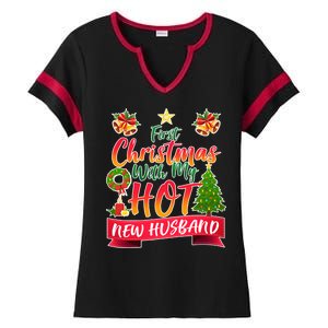 First Christmas With Hot New Husband Ladies Halftime Notch Neck Tee