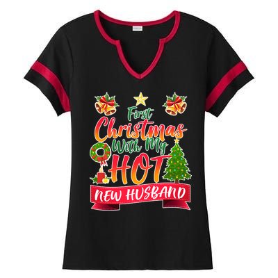 First Christmas With Hot New Husband Ladies Halftime Notch Neck Tee