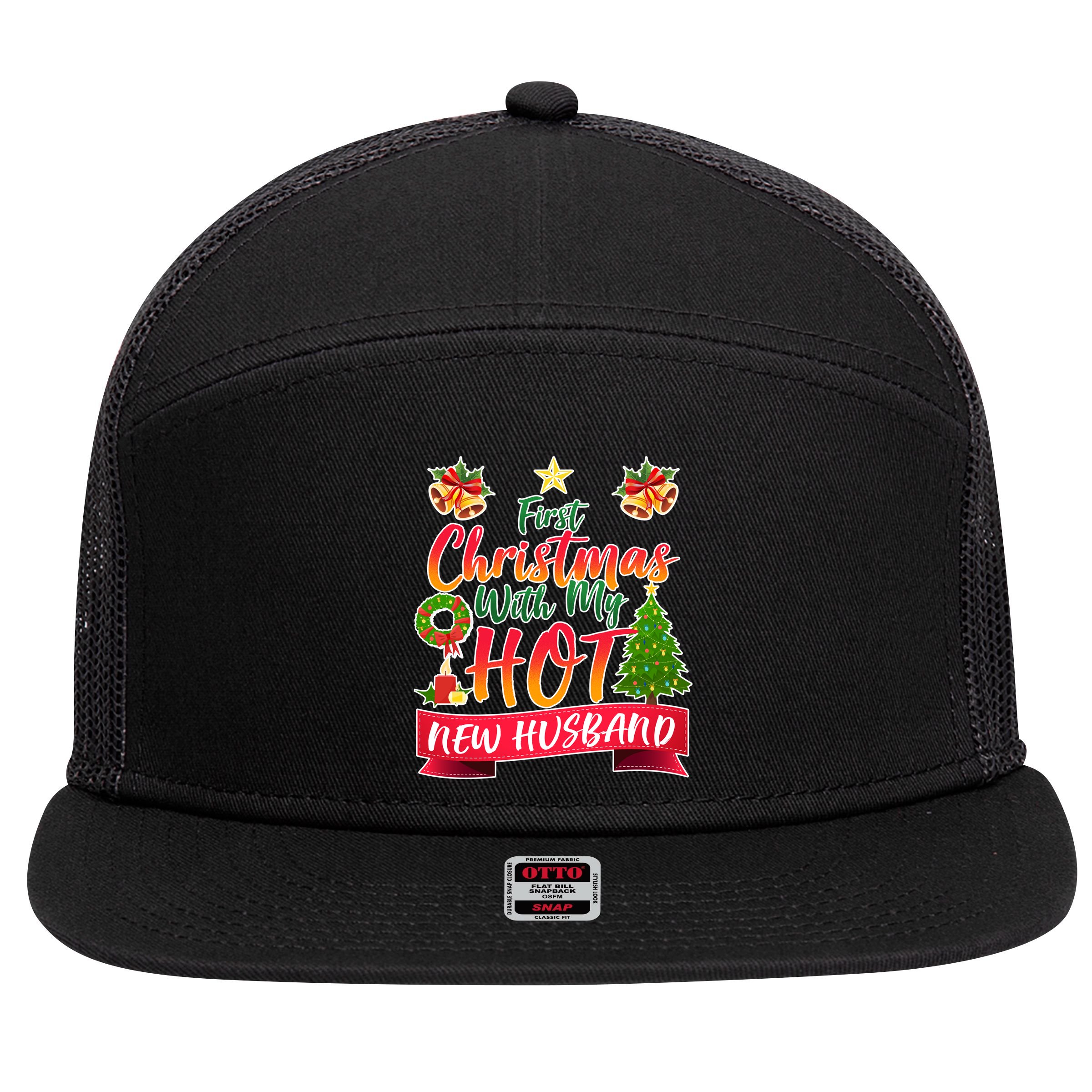 First Christmas With Hot New Husband 7 Panel Mesh Trucker Snapback Hat