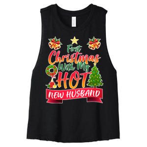 First Christmas With Hot New Husband Women's Racerback Cropped Tank