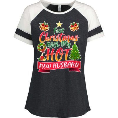 First Christmas With Hot New Husband Enza Ladies Jersey Colorblock Tee