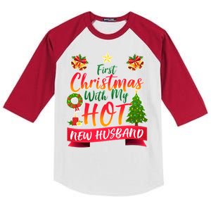 First Christmas With Hot New Husband Kids Colorblock Raglan Jersey